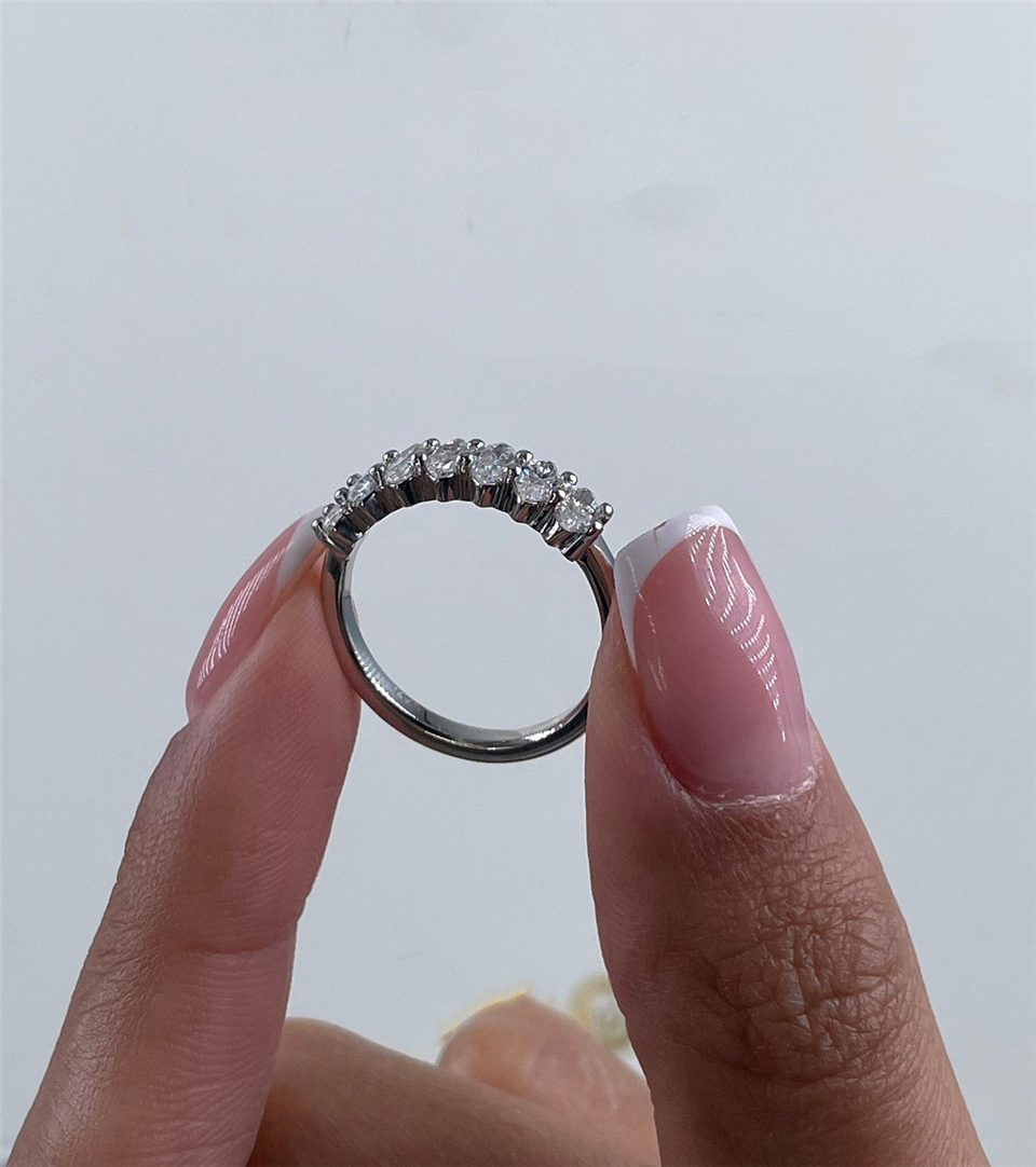Jewelry 18K White Sold Real Gold 7 Marquise Channel Setting Eternity Ring 1.2CT Lab Diamond Wedding Rings For Women Bridal