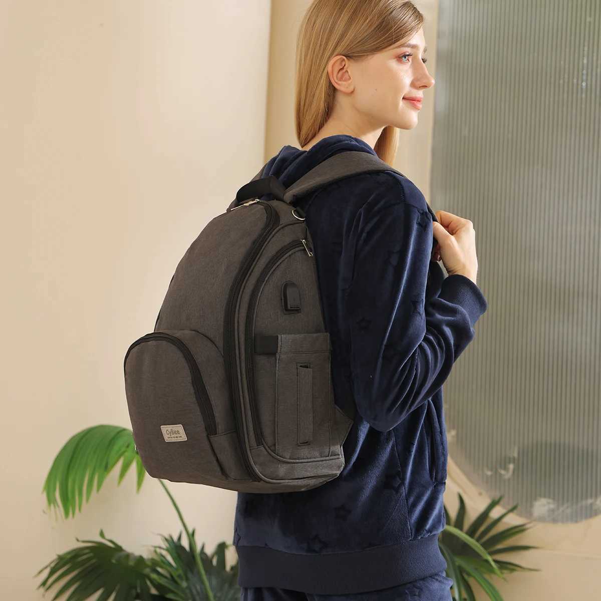 Fashionable fully open shoulder mommy bag multifunctional multi compartment large capacity mother and baby backpack X250220
