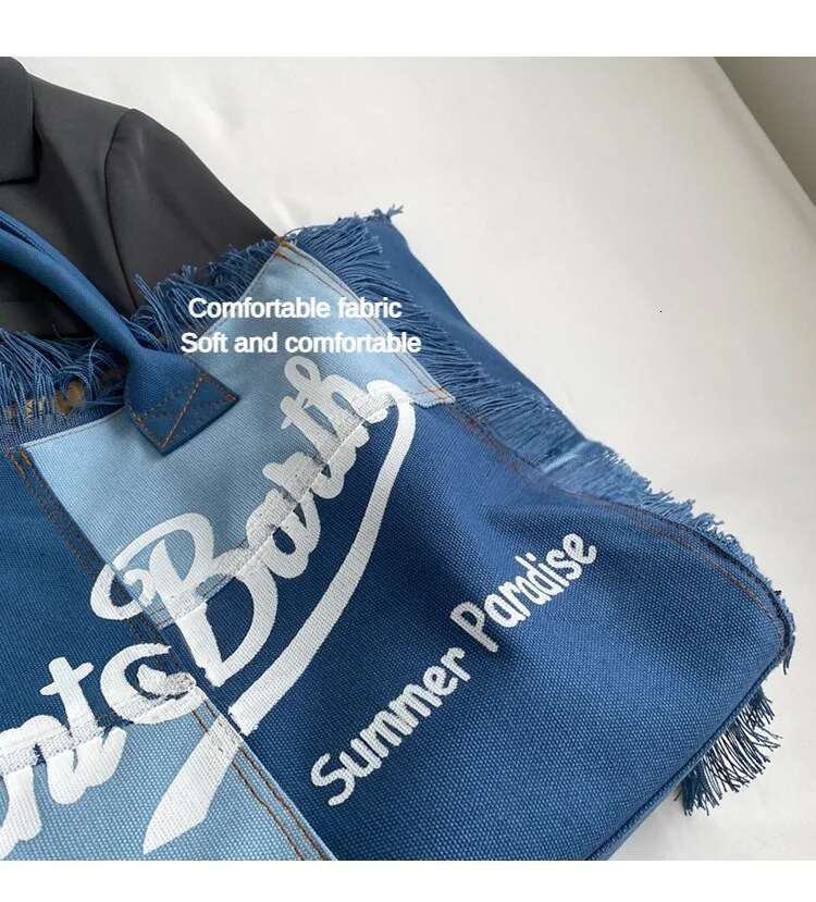 Women's Bags Korean Letters Tassel Canvas Large Capacity Simple Commuter Student To Single Shoulder Tote Bag Handbags for Women