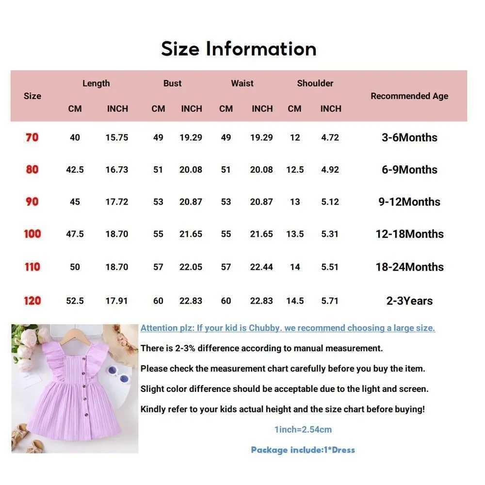 Dress for Toddler Baby Girl 3-24 Months Folding Fabric Flutter Sleeve Botton Design Dress Summer Clothes Infant Baby Clothing X250220