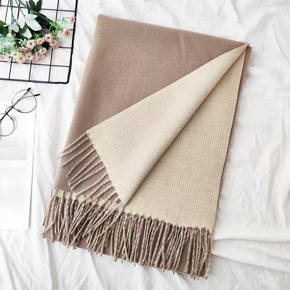 T146 thickened solid color double-sided cashmere scarf autumn and winter atmosphere female high-end versatile men's neck warm shawl