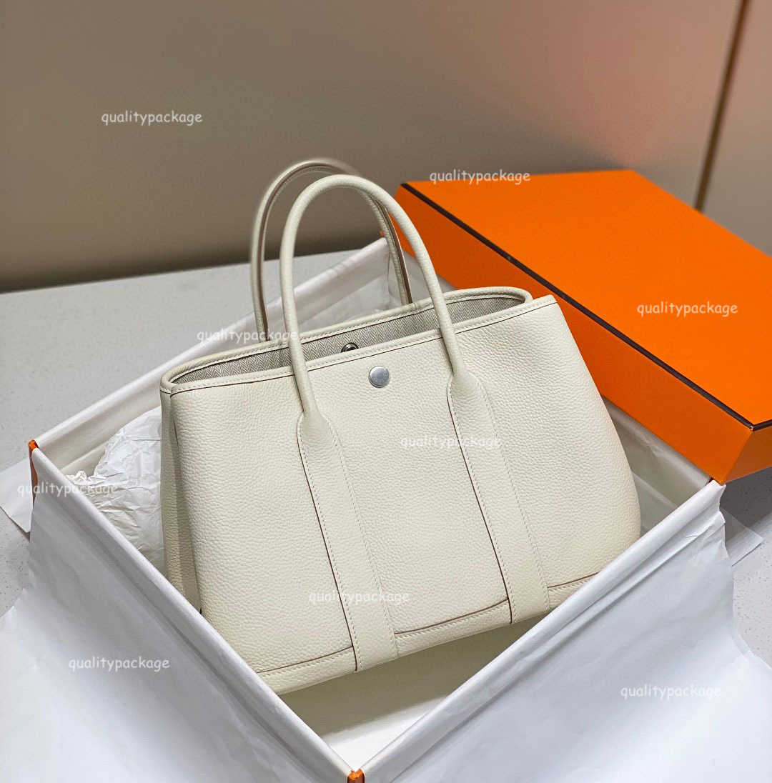 Totes Gardens Handbag Large Capcity Totes Garden Party Bag Genuine Leather Canvas Splicing 7a Premium Handmade Commuting Underarm Laptop Lar