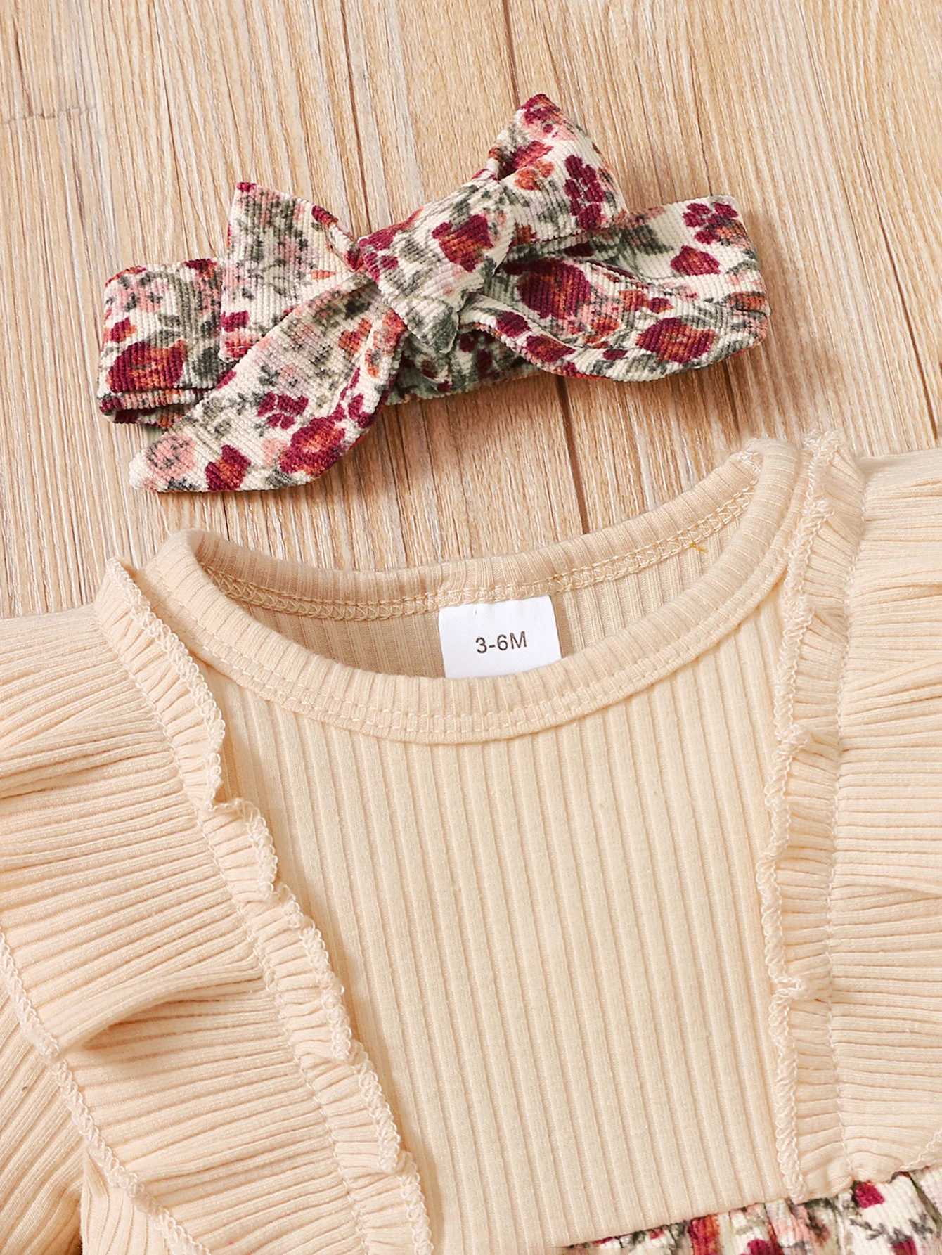 Autumn apricot pit stripe mosaic floral long-sleeved dress stylish and elegant party. X250220