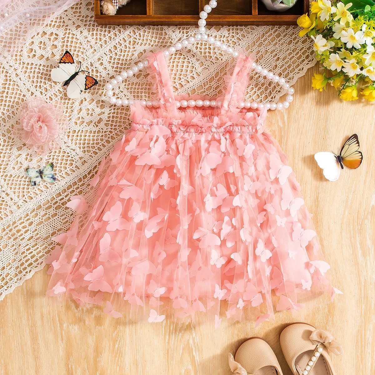 Summer Baby Girl Sleeveless Princess 3d Butterfly Mesh First Birthday Outfit Princess 0-2 Years Old Baby Clothes For Girl X250220