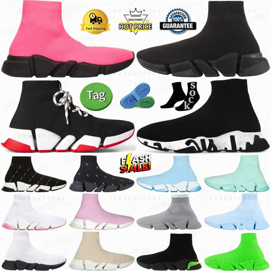 Speed Trainer 2.0 designer shoes recycled sneakers Womens mens shoes Graffiti Black White Red Clear Sole Lace Up Beige Grey Recycled KjHIr#