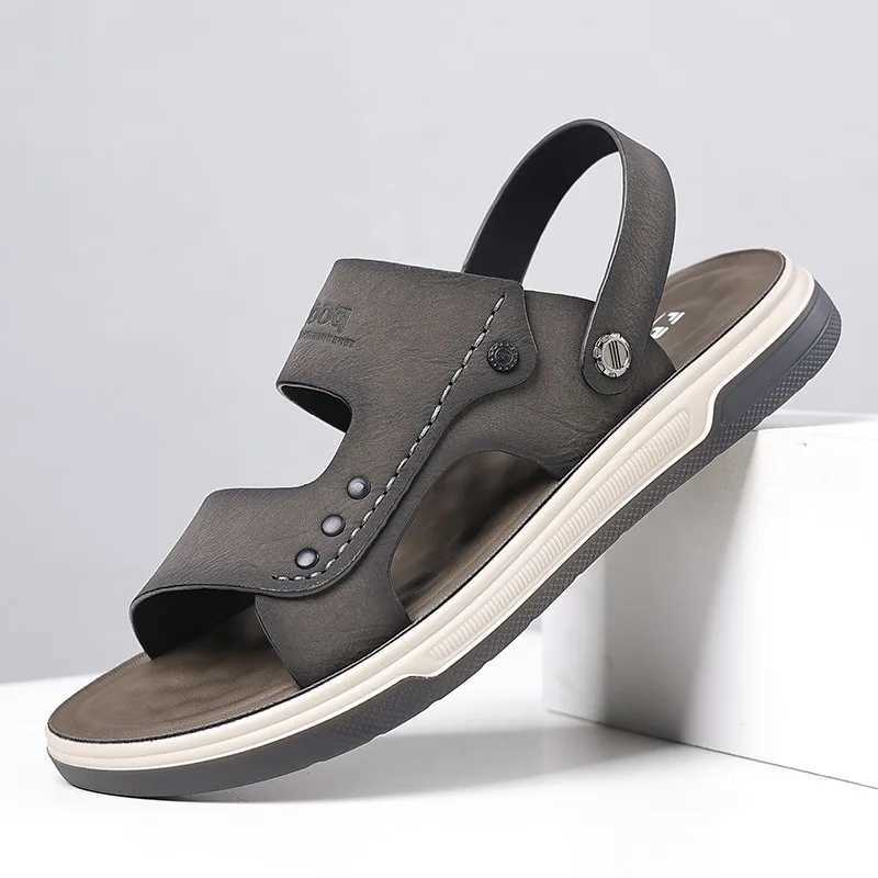 New Arrival Summer Fashion Lightweight Leather Platform Outdoor Beach Mens Sandals Designer Soft Sole Casual Slip-on Men Slippers T250220