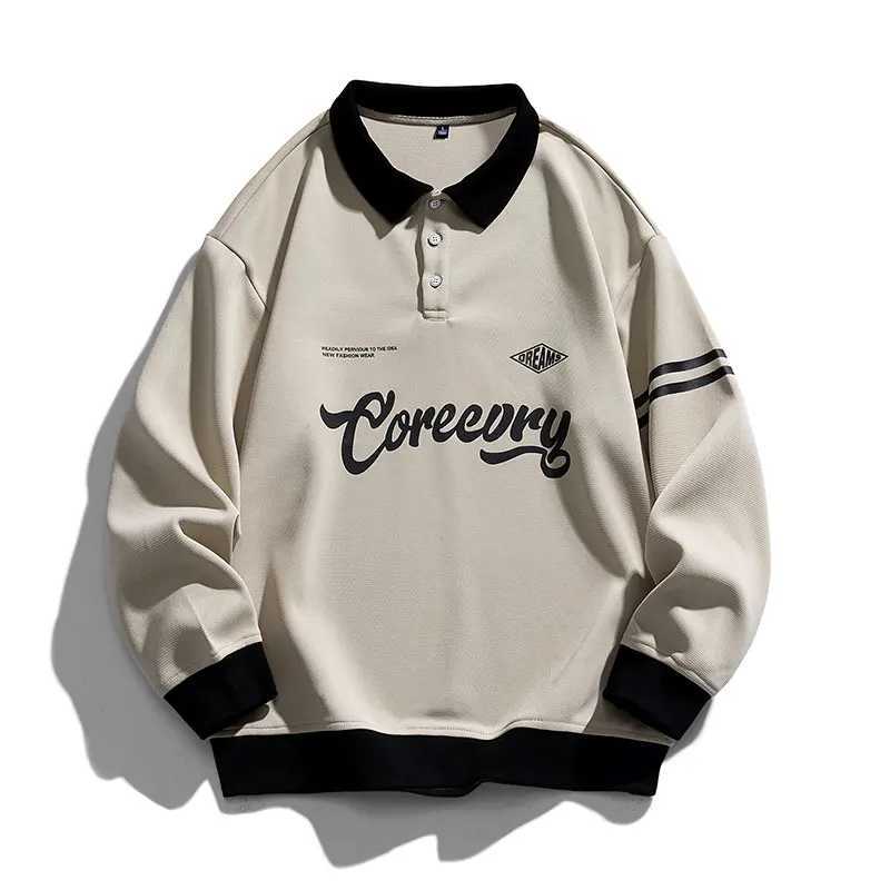 Mens Oversized Contrasting Colors Lapel Sweatshirt Spring Hip Hop Strtwear Sweatshirt Harajuku Baseball uniform Hoodie Men X250220 - view 4