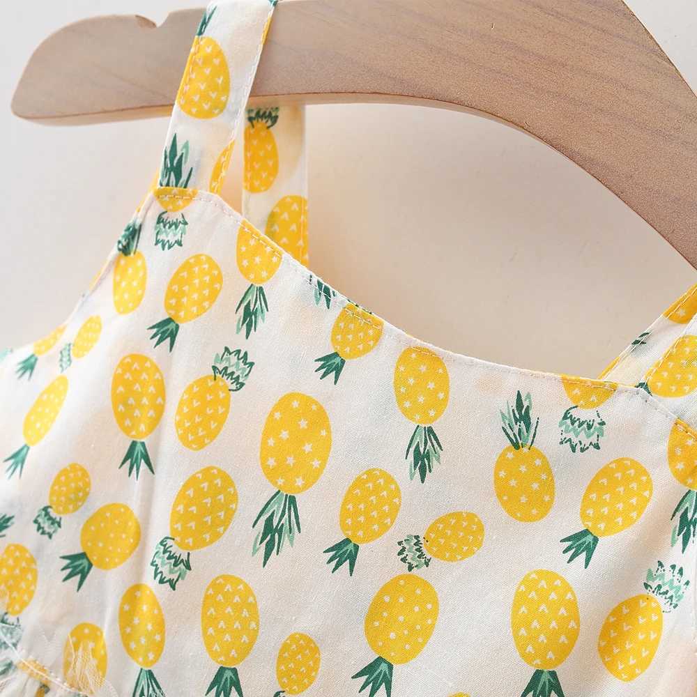 Baby Girl Dress Summer Pineapple Printed Back Wings Girls Dress Cute Girls Mesh Beach Dresses X250220