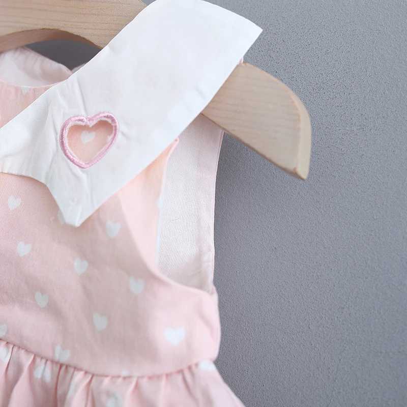 Summer (1-3 Years Old) Baby Girl Dress Baby Girl Cute Birthday Party Princess Dress Love Printed Tie Collar Sleeveless Dress X250220