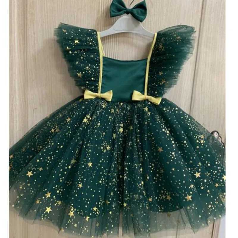 Baby Girl Green Sequin Party Dress Newborn 1 Year Birthday Princess Outfit Kids Formal Pageant Ball Gown Infant Carnival Dress X250220