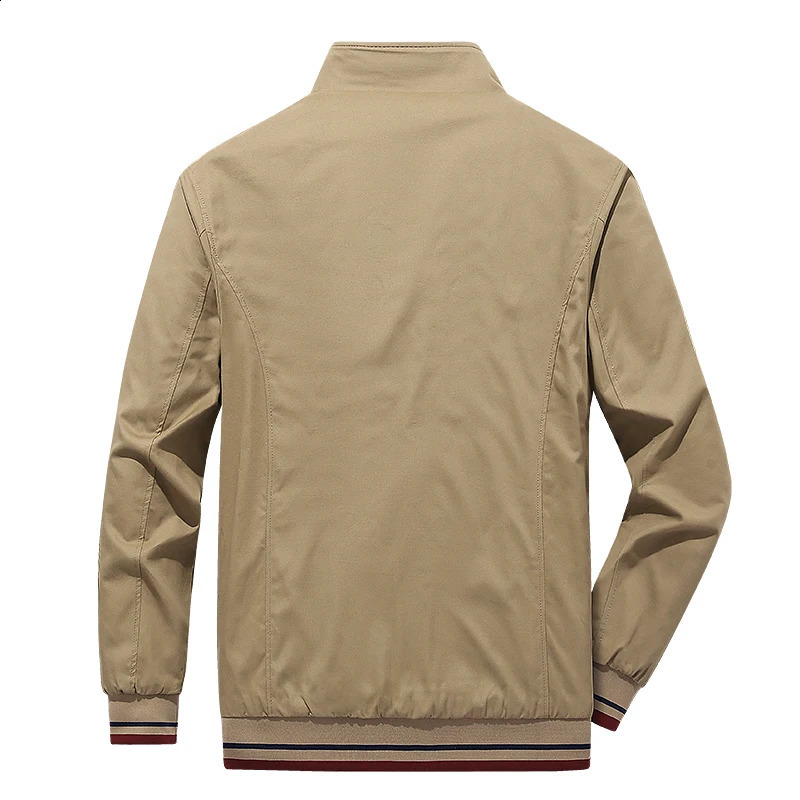 Men Jacket Khaki Elegant Fashion Slim Bomber Overcoat Reversible Simple Solid Baseball Neck Zipper Windbreaker Coat 250213