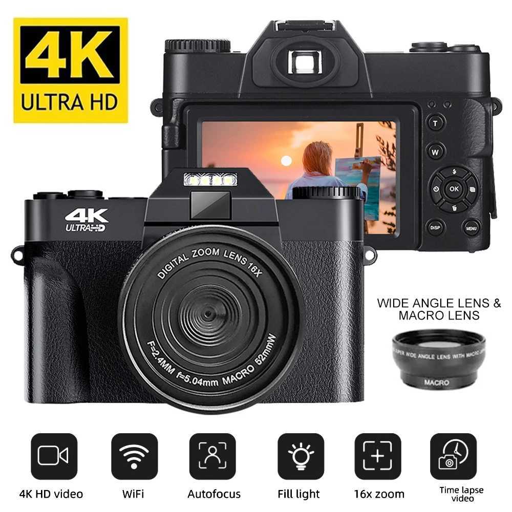 Digital Camera 4K 48MP WIFI 16X Digital Zoom Camcorder 3 Inch Flip Screen Recorder Web Cam Vintage Vlog Video Recorder YouTube Z250220