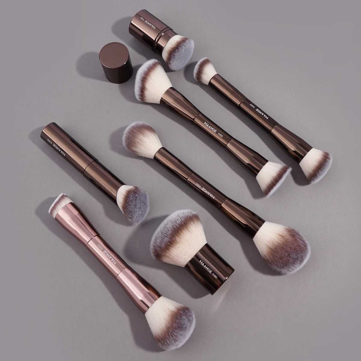 MAANGE makeup brush double head foundation make-up powder concealer brown makeup brush soft fiber hair cosmetics beauty tool W250221