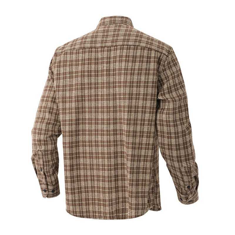 Spring Men Plaid Casual Long Sleeve Shirts Mens Autumn Lapel Outdoor Cargo Shirt Man Loose Classic Pocket Safari Work Polo Shirt W250220