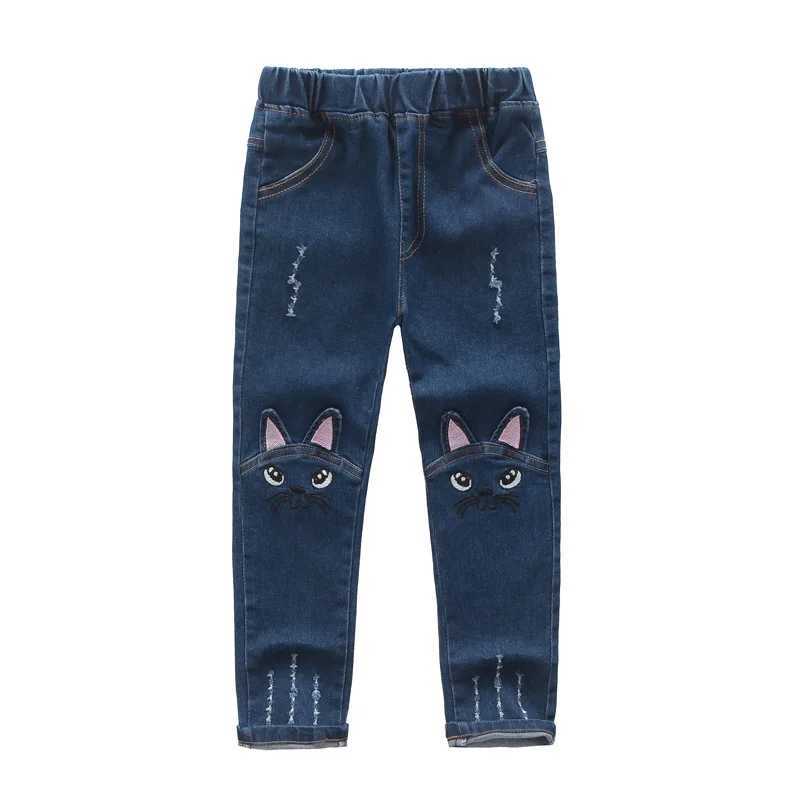 Cute Pattern Kids Jeans Spring Autumn Winter Lovely Cat High Qu Children Pants Casual trousers Baby Girls Jeans Z250220