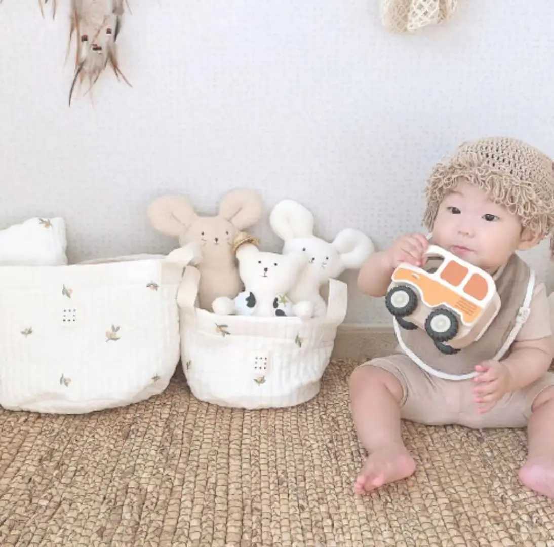 INS Baby Bags Cute Bear Embroidery Diaper Bag Caddy Nappy Cart Storage Mummy Maternity Bag for Newborn Diapers Toys Organizers X250220