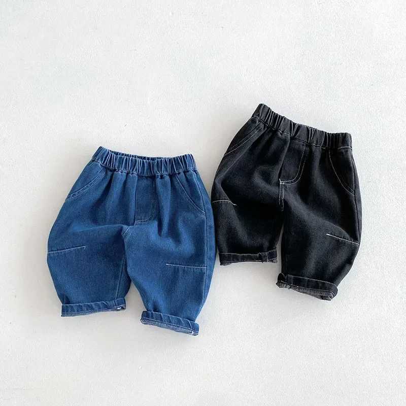 MILANCEL New Autumn Kids Jeans 9M-5T Children Girls Solid Color Denim Blue Pants Baby Boys Cute Casual Trousers Z250220