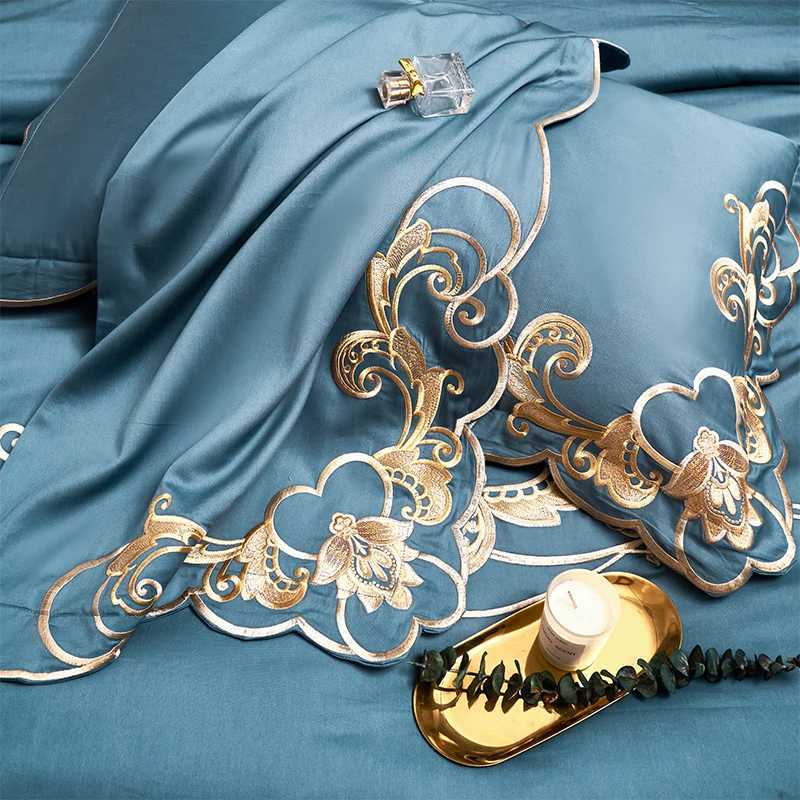 1000 TC Cotton Luxury embroidery Bedding Set Pillowcase Duvet Cover Sets Bed Linen Sheet Double Queen King Size Quilt CoversXJ250220