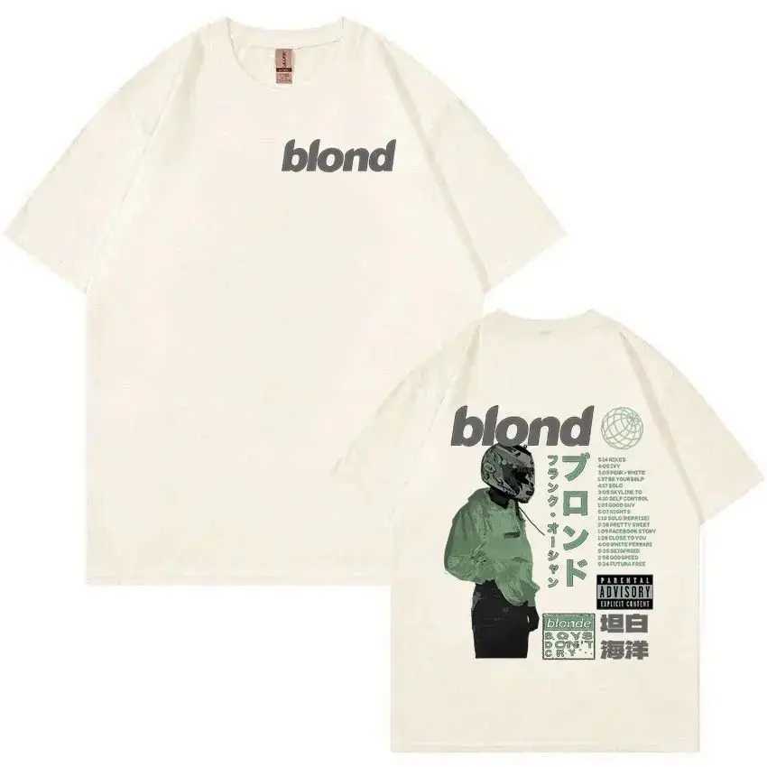 Men's T-Shirts Rapper Frank Retro Graphic T Shirt Mens Hip Hop Ocean Album Clothing T-Shirts Y2k Unisex Blond Fashion Oversized Cotton T-shirt z2