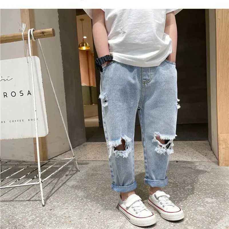 Kids Boys Pants Summer Ripped Jeans New Fashion Childrens Baby Loose Casual Jeans Pants Boy and Girl Trousers Z250220