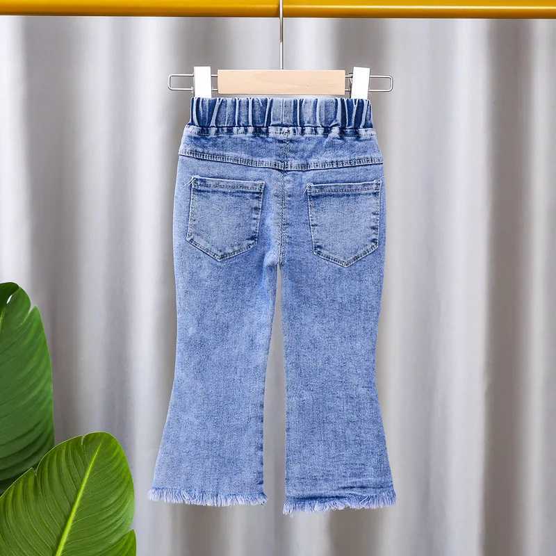 Baby girl tight jeans spring autumn girl suona denim Trouser casual childrens elastic Flared Pants childrens clothing 0-5 years Z250220