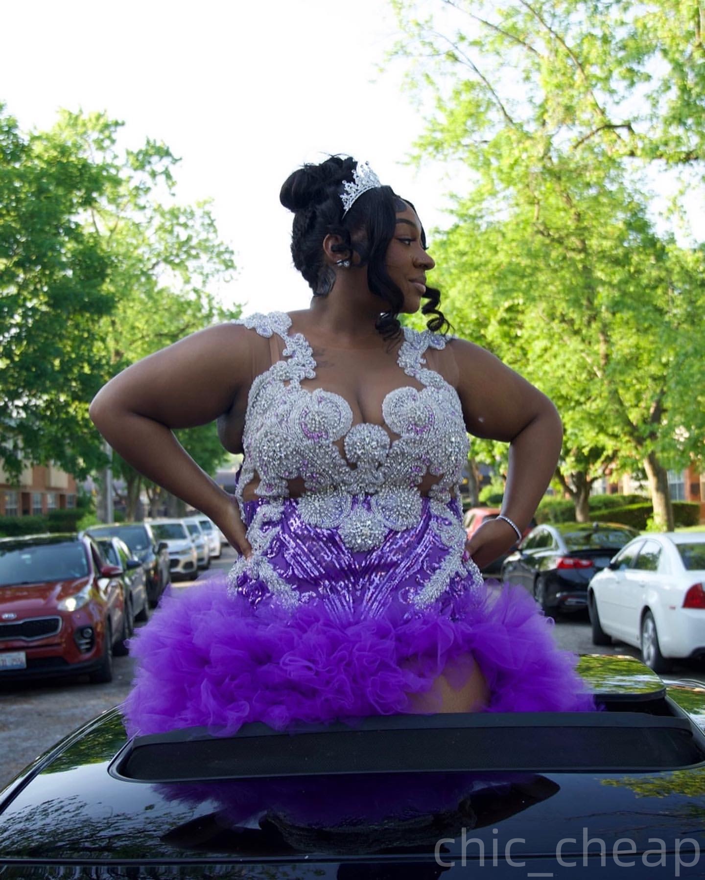 Purple Mermaid Prom Dresses 2025 Lace Beaded Tiers High Split Evening Formal Party Second Birthday Engagement Gowns Plus Size Dress For Special Occasi