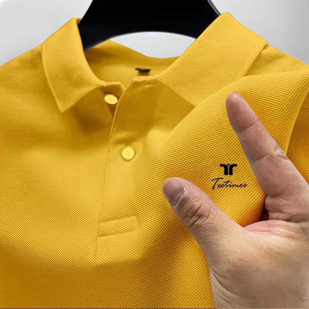 2025 mens polo shirt short sleeved printed collar solid color T-shirt summer breathable casual fashionable business office shirt W250414