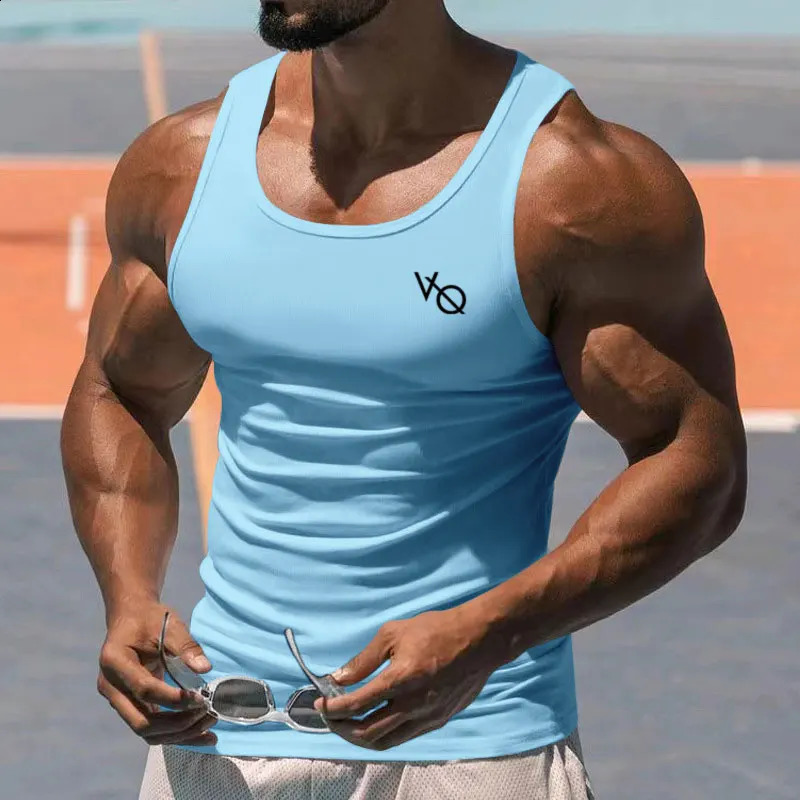 Mens Tank Top Summer Gym Exercise Tank Top Square Collar Sleeveless T-shirt Breathable And Comfortable Casual Sports Vest 250220