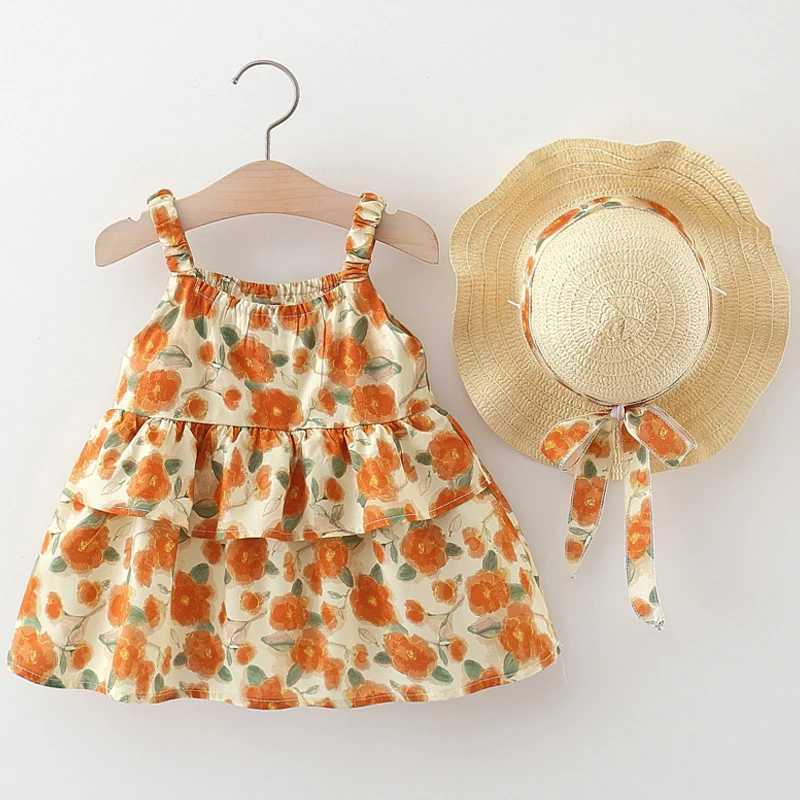 2 baby girls summer new dress sweet and cute floral skirt 0-4 years old Girls Casual and Fashionable Sleeveless Dress X250220