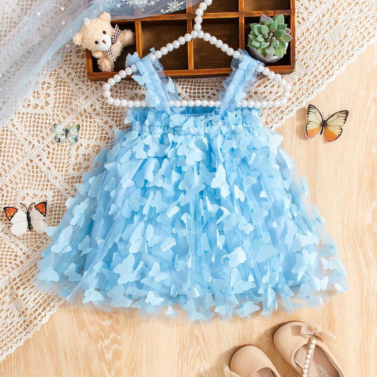 Summer Baby Girl Sleeveless Princess 3d Butterfly Mesh First Birthday Outfit Princess 0-2 Years Old Baby Clothes For Girl X250220
