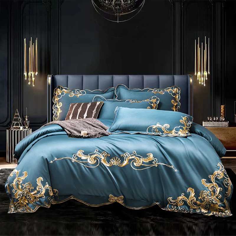 1000 TC Cotton Luxury embroidery Bedding Set Pillowcase Duvet Cover Sets Bed Linen Sheet Double Queen King Size Quilt CoversXJ250220