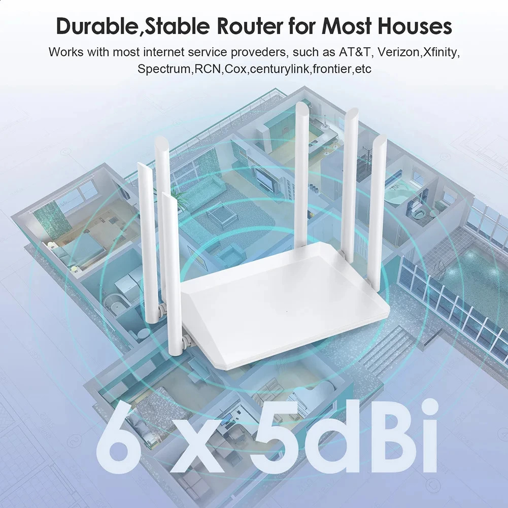 24G 5G dual band wireless 1200Ms router WiFi range repeater with 5 6dBi high gain antenna wide coverage Wi Fi extender 250213