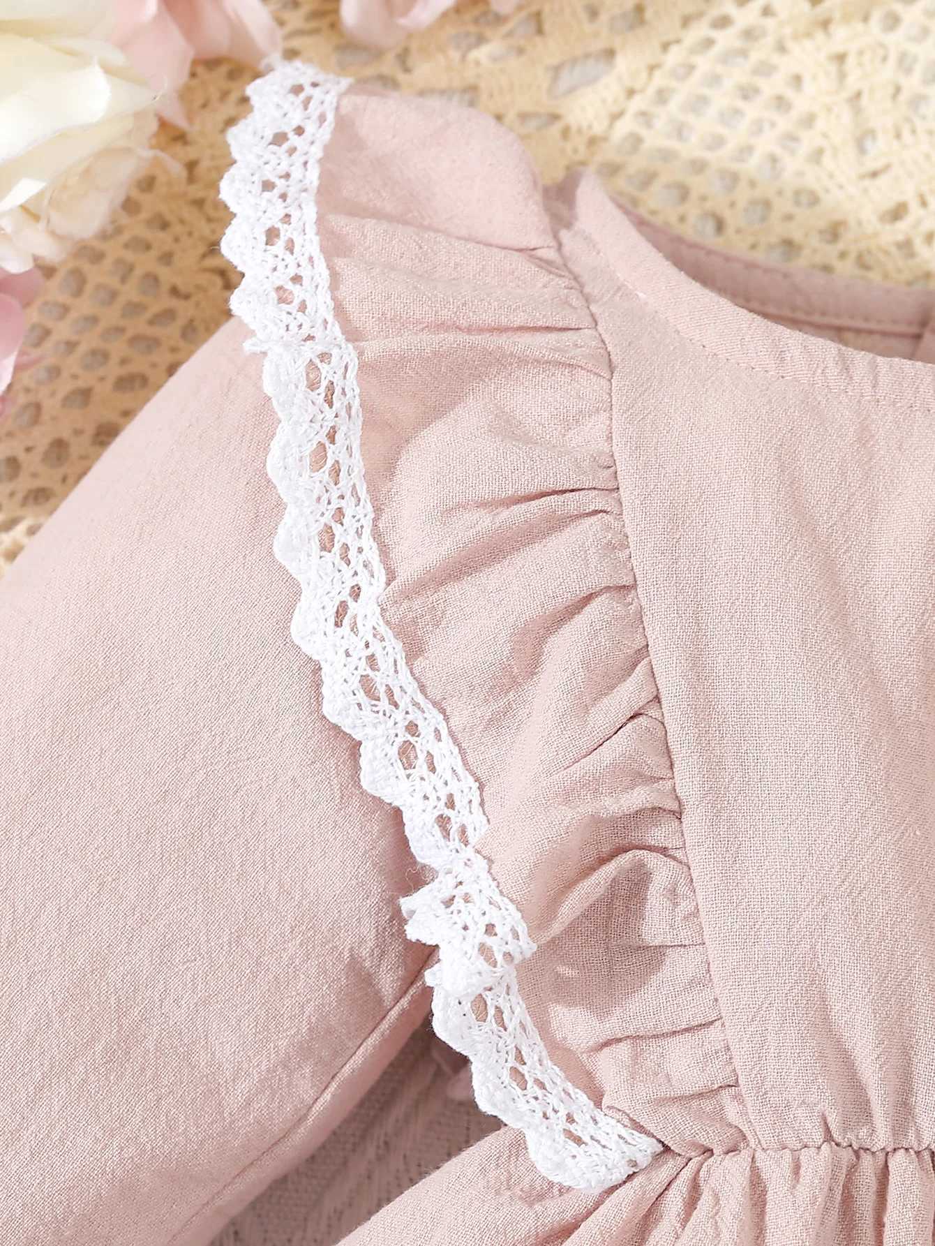 Baby Girls Clothes 2Pcs Cute Lace Ruffled Long Sleeve Cotton Dress Headwear Toddler Girls Clothing Outfit Set X250220