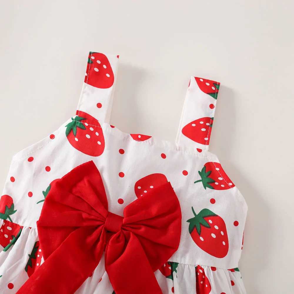 Summer new red strawberry bow childrens sleeveless clothing free hats for beach parties X2502201