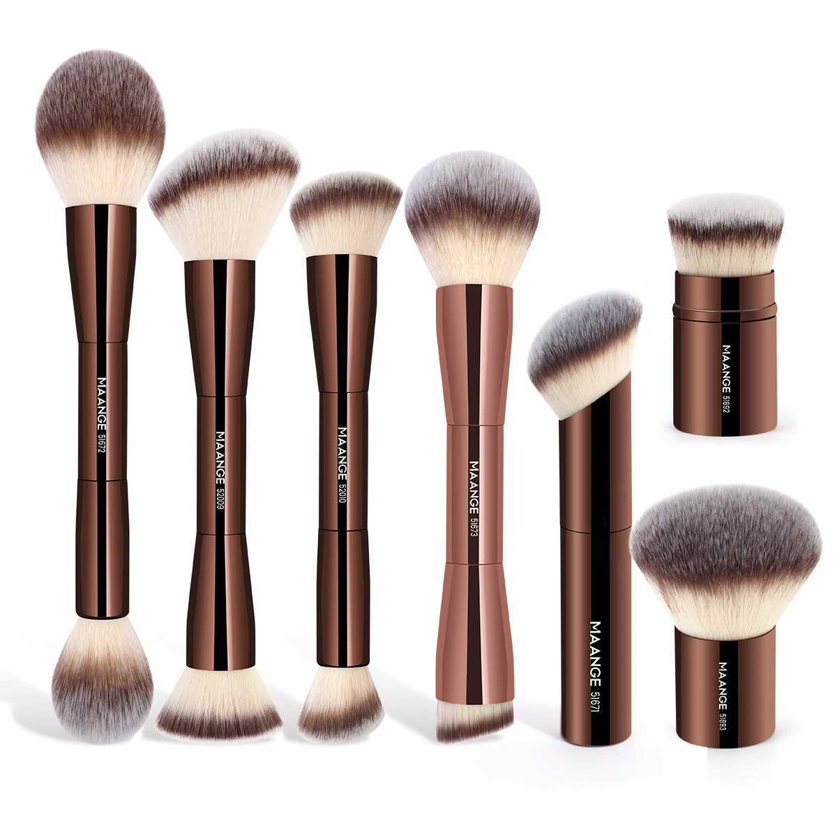 MAANGE makeup brush double head foundation make-up powder concealer brown makeup brush soft fiber hair cosmetics beauty tool W250221