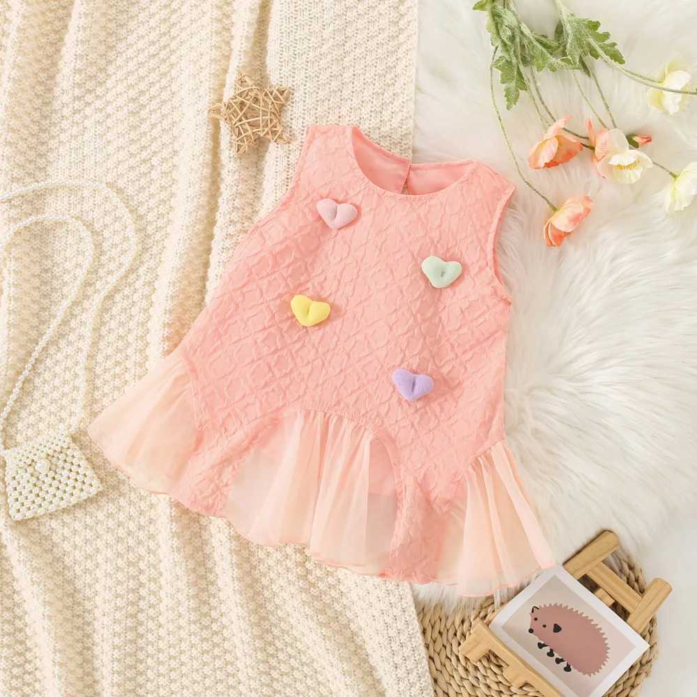 Baby Girl Korean Style Western-Style Dress Childrens Summer New Fashionable Love Princess Dress Girls Sleeveless Dress X250220