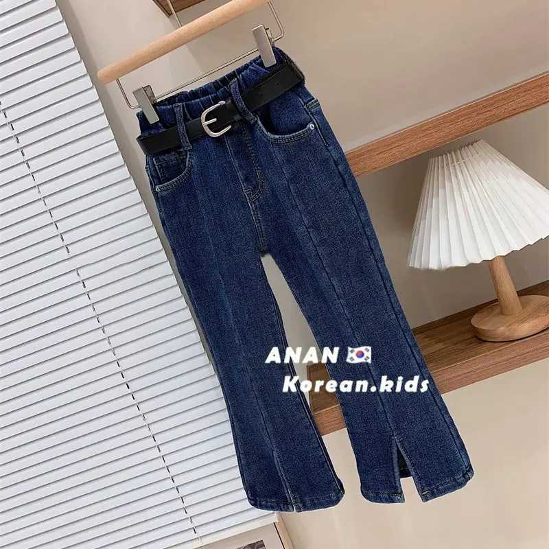 2024 autumn girls fashion jeans pants denim trousers two colors without belt 2-10 years Z250220