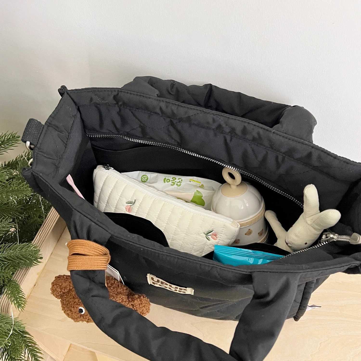 Korean Bear Mommy Bag Tote Maternity Bag Baby Stroller Hanging Bag Nappy Bags Multifunctional Storage Handbag Baby Stuff X250220
