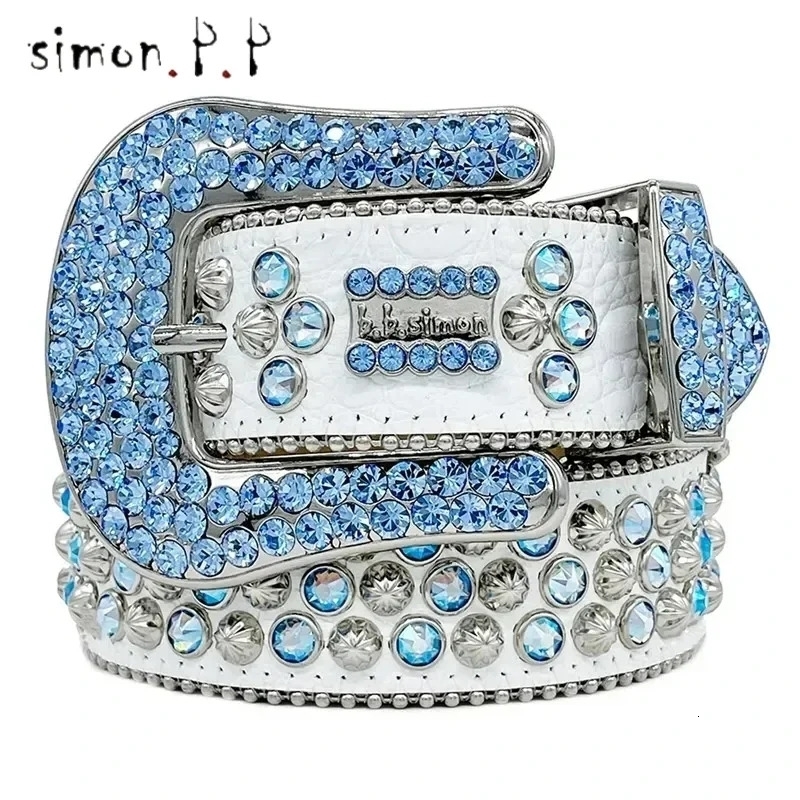 er Belt Bb Belts Fashion Mens Belt and Lady Belt Leather Belts Decorated with Colorful Diamonds Chain 3.8cm 250221