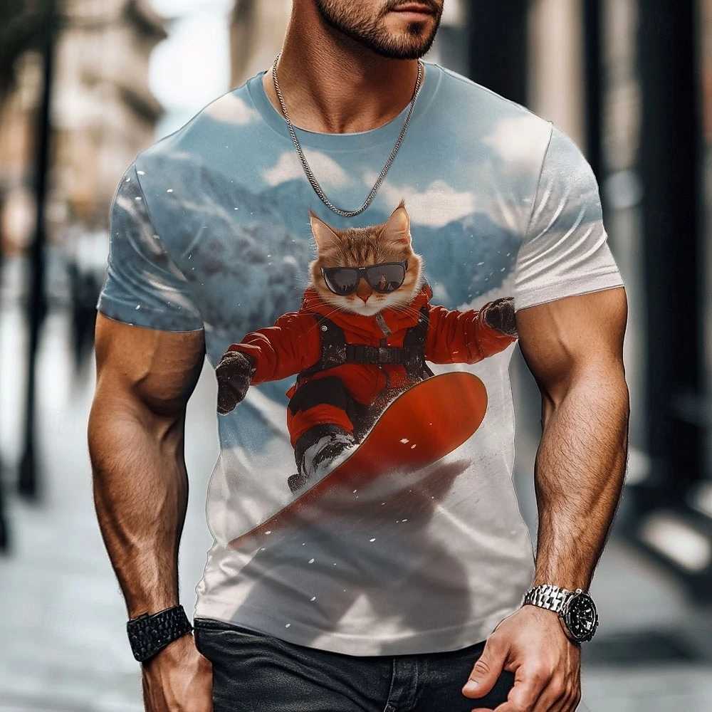 Fashion Cat Pattern 3d Printed T-Shirts For Men Women Loose Casual Tops Quick Drying Tees Summer Short Sleeve Mens T-Shirt 2025 W250220