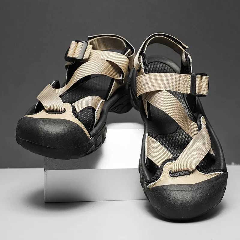 New Arrival Summer New Handmade Mens Sandals Leisure Beach Shoes For Men Outdoor Wading Shoes Man Breathable Casual Anti-collision Toe Flats T250220