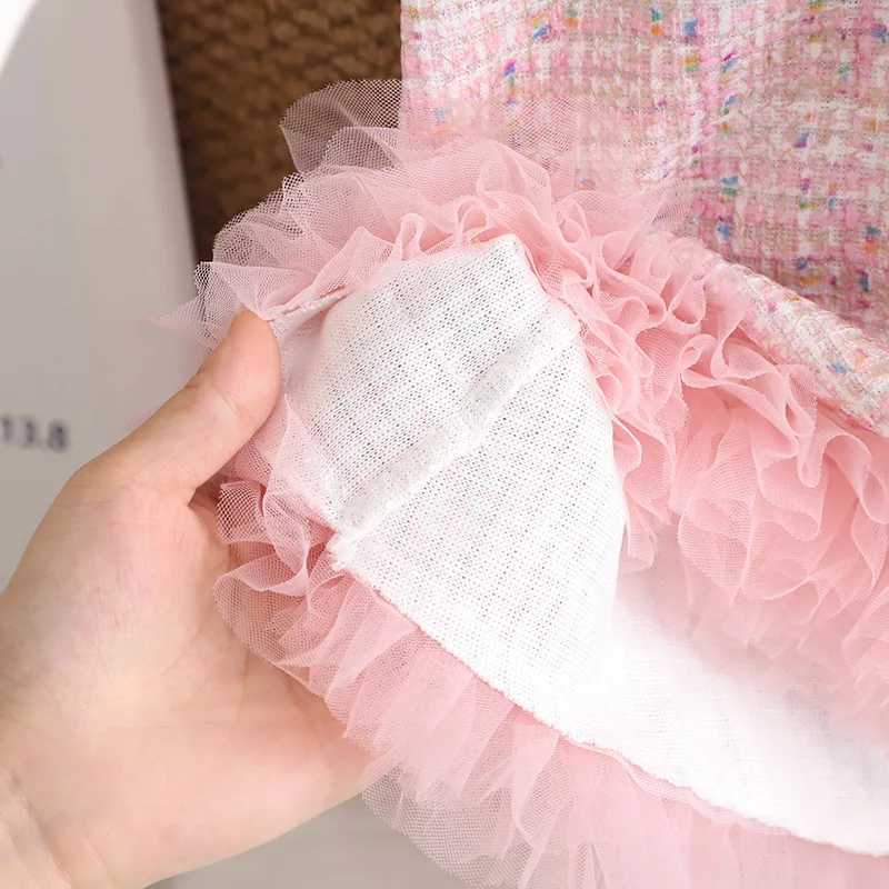 2024 Autumn Baby Girls Clothes 0-3Y Infant Plaid Mesh Patchwork Dress Toddler Sweet Outfit Girls Long Sleeve Princess Dresses X250220