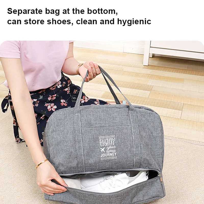 Fashion Folding Travel Bag Womens Oxford Travel Weekend Overnight Bag Large Capacity Handbag Accessories Y250304