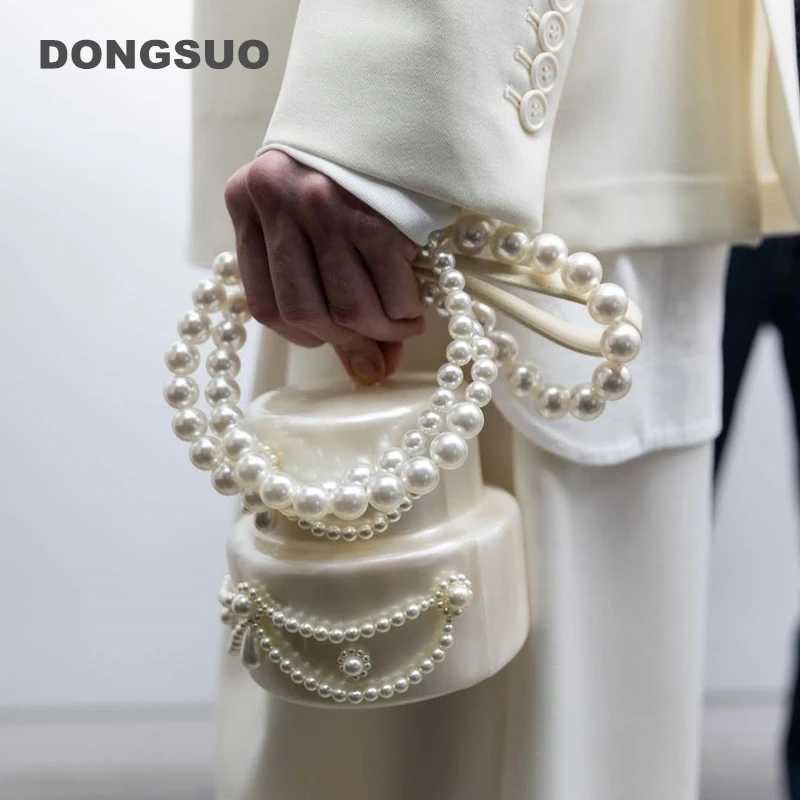 Women Acrylic cake bag cute pearl Evening Clutch Bag Embellished Pearl purse For Wedding Party Luxury shoulder Handbag Designer Z250220