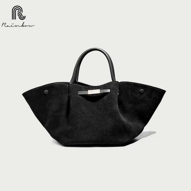 RAINBOW suede leather Large Capacity Brand Design Womens Shoulder Bag Luxury Solid High-end Shopping Fashion Ladies Handbag Z250220