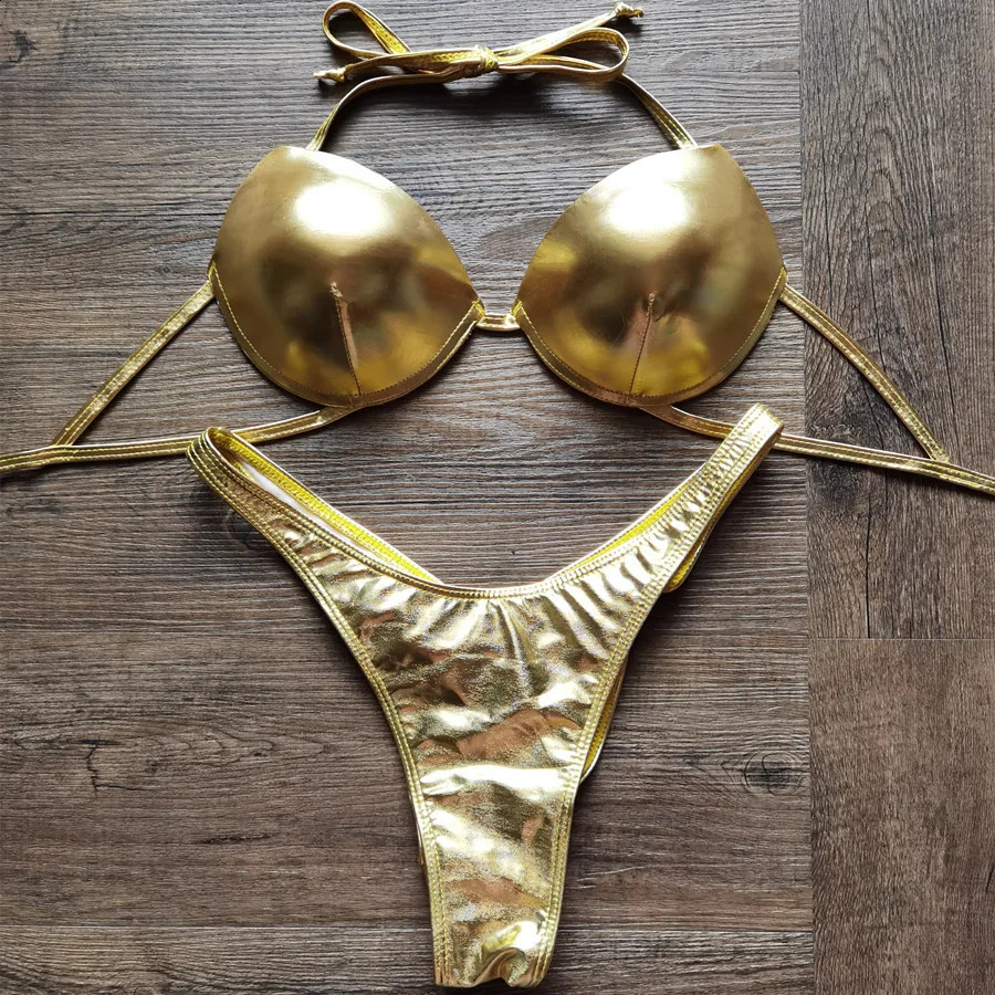 VIKINII Sexy Push Up Bikinis Set Women Beachwear Underwire Gold Swimwear Female Hight Cut Swimsuits 250220