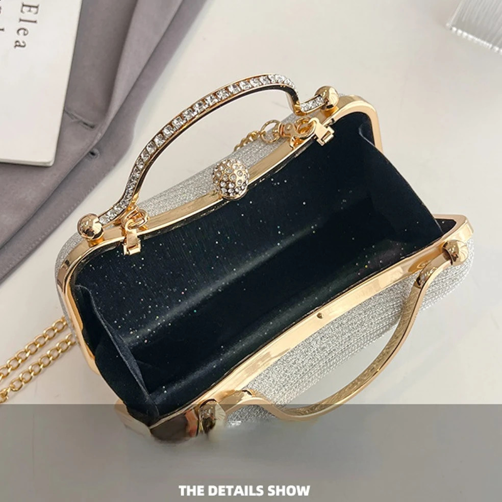 Fashion Womens Bags Texture Rhinestone Handbag Slanting Cross Single Shoulder Banquet Bag Celebrity Dinner Bag Clutch Bag 250218