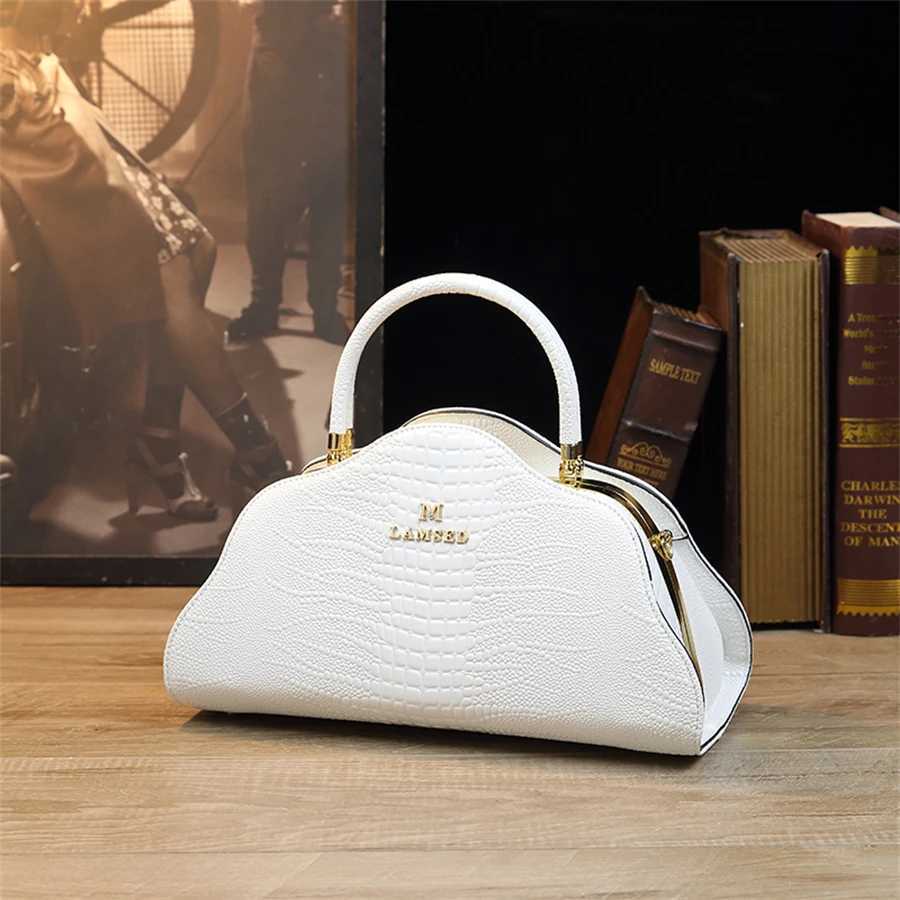 Vintage Crocodile Print Tote Bag PU Shoulder Bag Womens Fashion Handbag Satchel Purse Girl Pink Elegant Cloud Bag Z250220