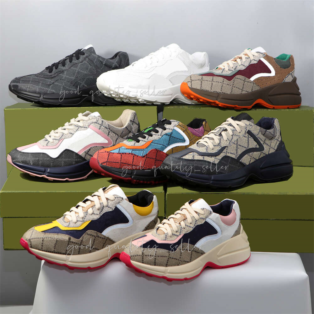 Rhyton Sneakers Designer shoes Multicolor Sneakers Beige Men Trainers Vintage Chaussures Ladies casual leather Shoes Sneaker shoe size 35-45 cd s