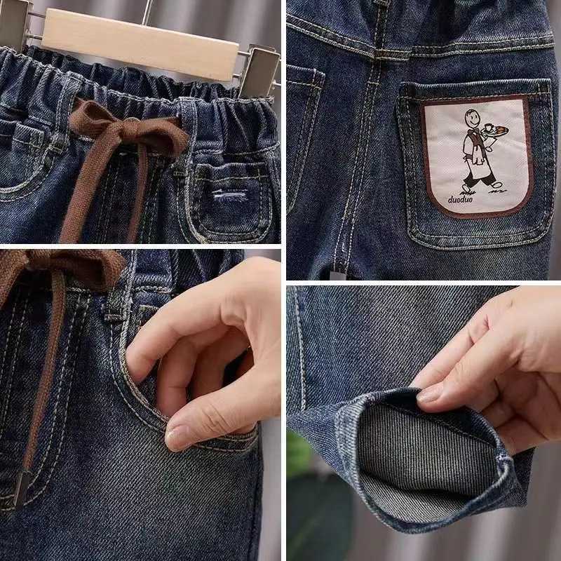 Boys pants for spring and summer 2024 new childrens loose fitting jeans suitable for boys and babies in autumn wearing Trouser 2-7Y Z250220